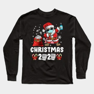 Dabbing Santa's claus mask quarantine Christmas 2020 candy cane quarantine Long Sleeve T-Shirt